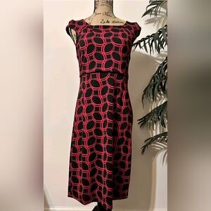 Chadwick's Collection Black and Pink Classy Style Sabrina Neckline Dress.Size:16